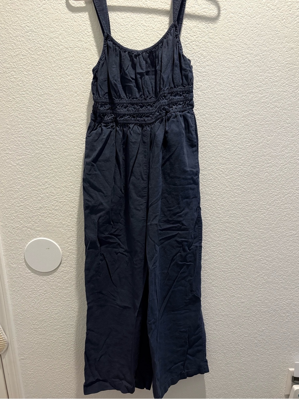 Madewell Navy Blue Smocked Waist Jumpsuit